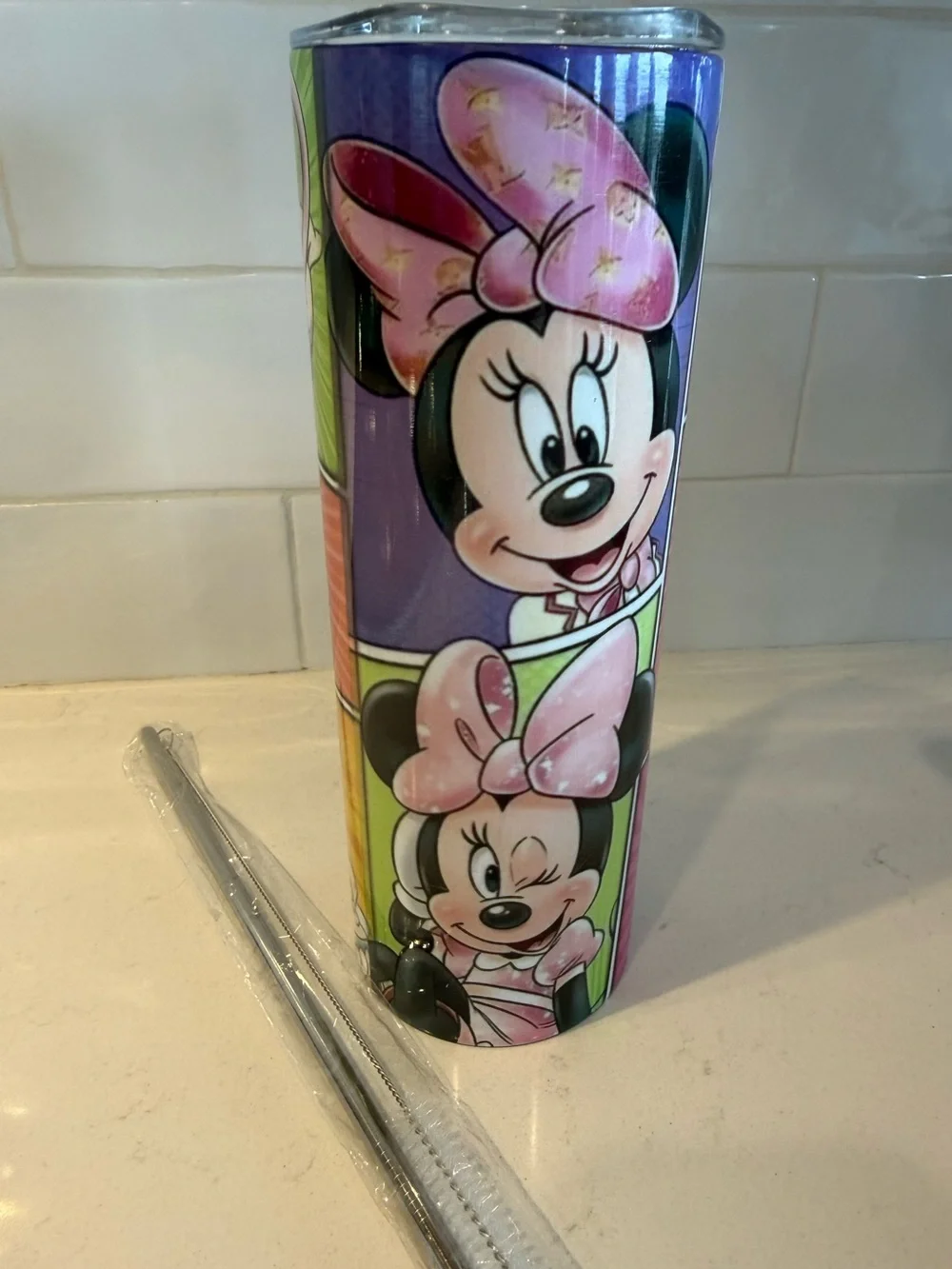 Minnie Mouse Stainless Steel Travel Tumbler – Pink & Purple NWOT